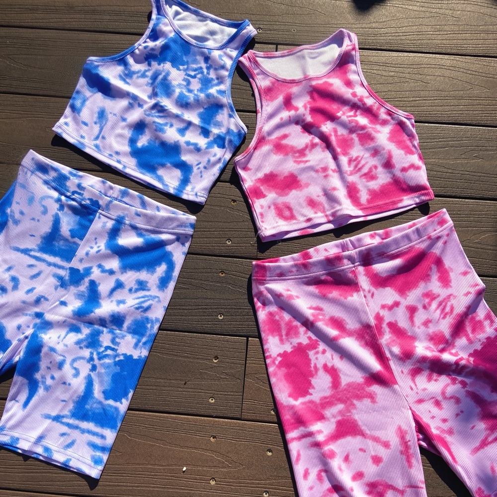 Tie dye biker short set